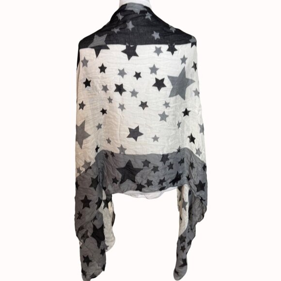 Starry Black White Gradient Scarf By Express Lightweight Colorblock Frayed Hem - Picture 6 of 15